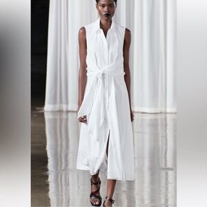NWT Zara White Sleeveless Midi Dress with Slit